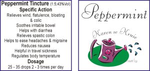 Peppermint Tincture Label Front and Back