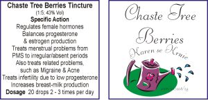 Chaste Tree Berries Tincture Label Front and Back