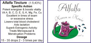 Alfalfa Tincture Label Front and Back
